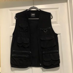 Black jean vest  with zipper